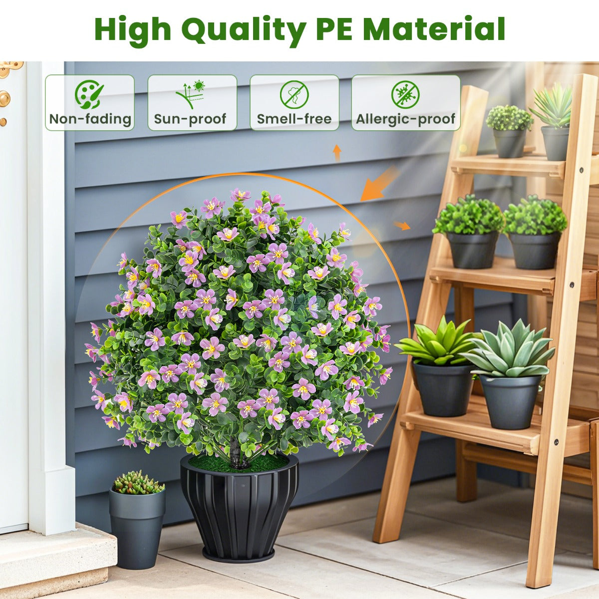 2 Pack Artificial Boxwood Topiary Ball Tree Faux Shrub Bushes-Purple
