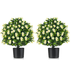 2 Pack Artificial Boxwood Topiary Ball Tree Faux Shrub Bushes-White