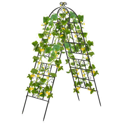 Set of 2 metal trellises, freestanding garden fences for planting, 180 x 50 cm, black