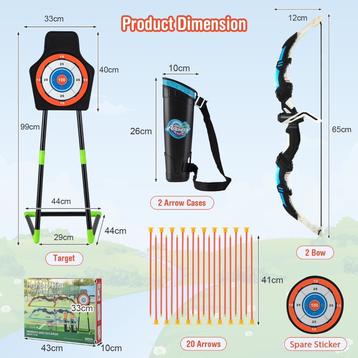 Kids Bow and Arrow Set with 20 Suction Cup Arrows