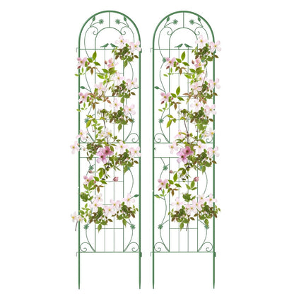 2 Pack Metal Garden Trellis for Climbing Plants Vegetables and Roses-Green