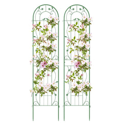 2 Pack Metal Garden Trellis for Climbing Plants Vegetables and Roses-Green