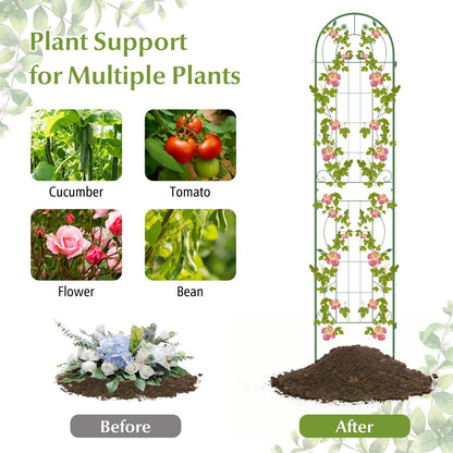 2 Pack Metal Garden Trellis for Climbing Plants Vegetables and Roses-Green