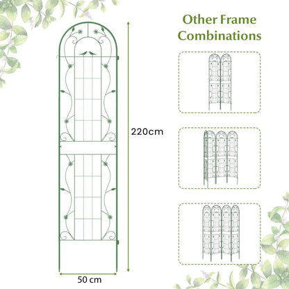 2 Pack Metal Garden Trellis for Climbing Plants Vegetables and Roses-Green