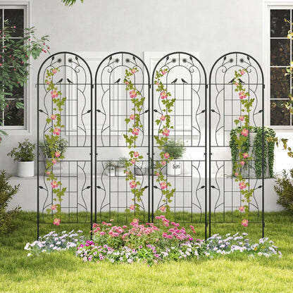 2 Pack Metal Garden Trellis for Climbing Plants-Black