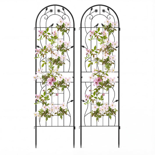2 Pack Metal Garden Trellis for Climbing Plants-Black