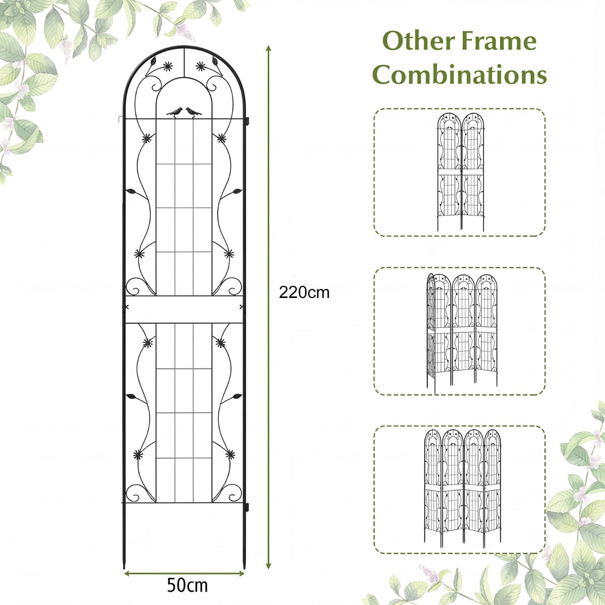 2 Pack Metal Garden Trellis for Climbing Plants Vegetables and Roses-Black