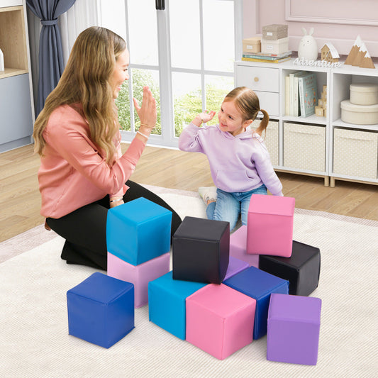 12 PCS Foam Building Blocks 5.5" x 5.5" Colorful Climbing Foam Soft Cubes for Kids-Multicolor