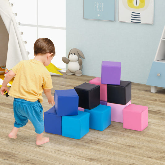 12 PCS Foam Building Blocks 5.5" x 5.5" Colorful Climbing Foam Soft Cubes for Kids-Multicolor