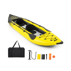 2-Person Inflatable Kayak Set with Aluminum Oars and Padded Seat-Yellow