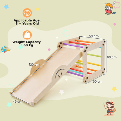 2-Piece Wooden Montessori Climbing Toys with DIY Climber and Seesaw