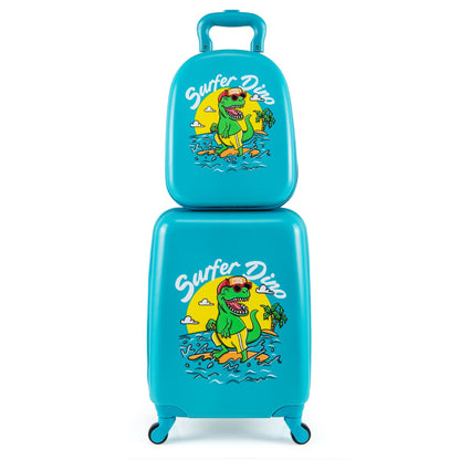 2 Pieces Kid Luggage Set with 4 Spinner Wheels and Telescopic Handle-Blue
