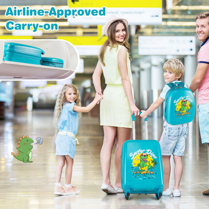 2 Pieces Kid Luggage Set with 4 Spinner Wheels and Telescopic Handle-Blue