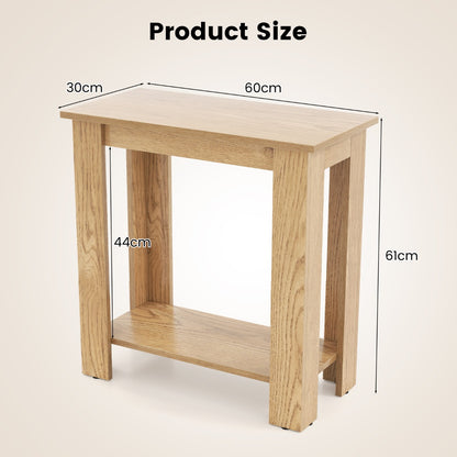 2-Tier End Table with Storage Shelf for Small Spaces-Natural