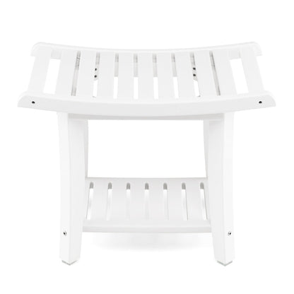 2-tier HDPE Waterproof Shower Bench with Curved Seat-White