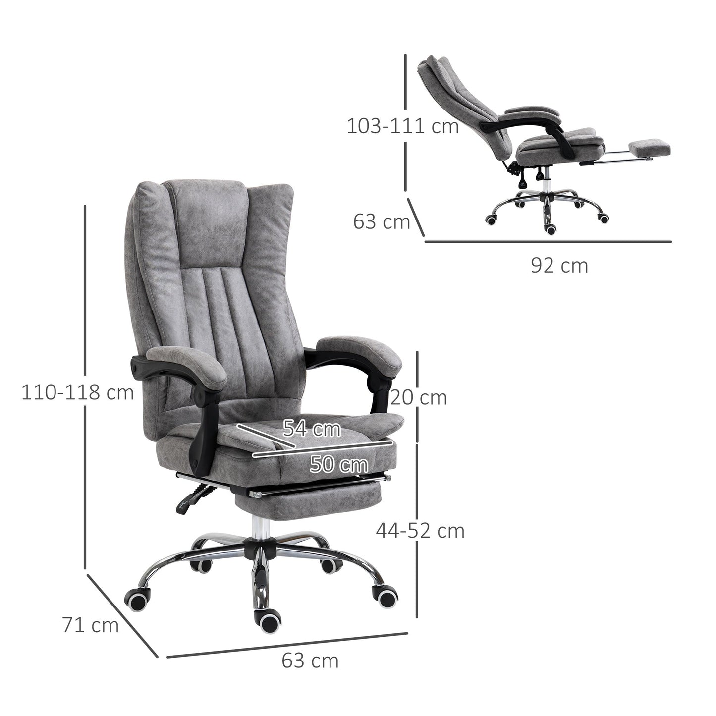 Vinsetto Executive Office Chair Computer Swivel Chair for Home with Arm, Footrest, Grey