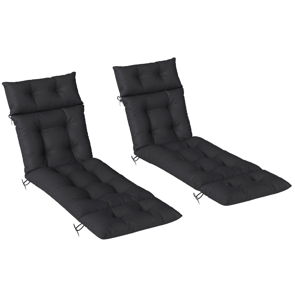 Outsunny Set of Two 190 x 56cm Sun Lounger Cushions - Black