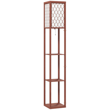 HOMCOM Three-Shelf Standing Lamp - Brown/White