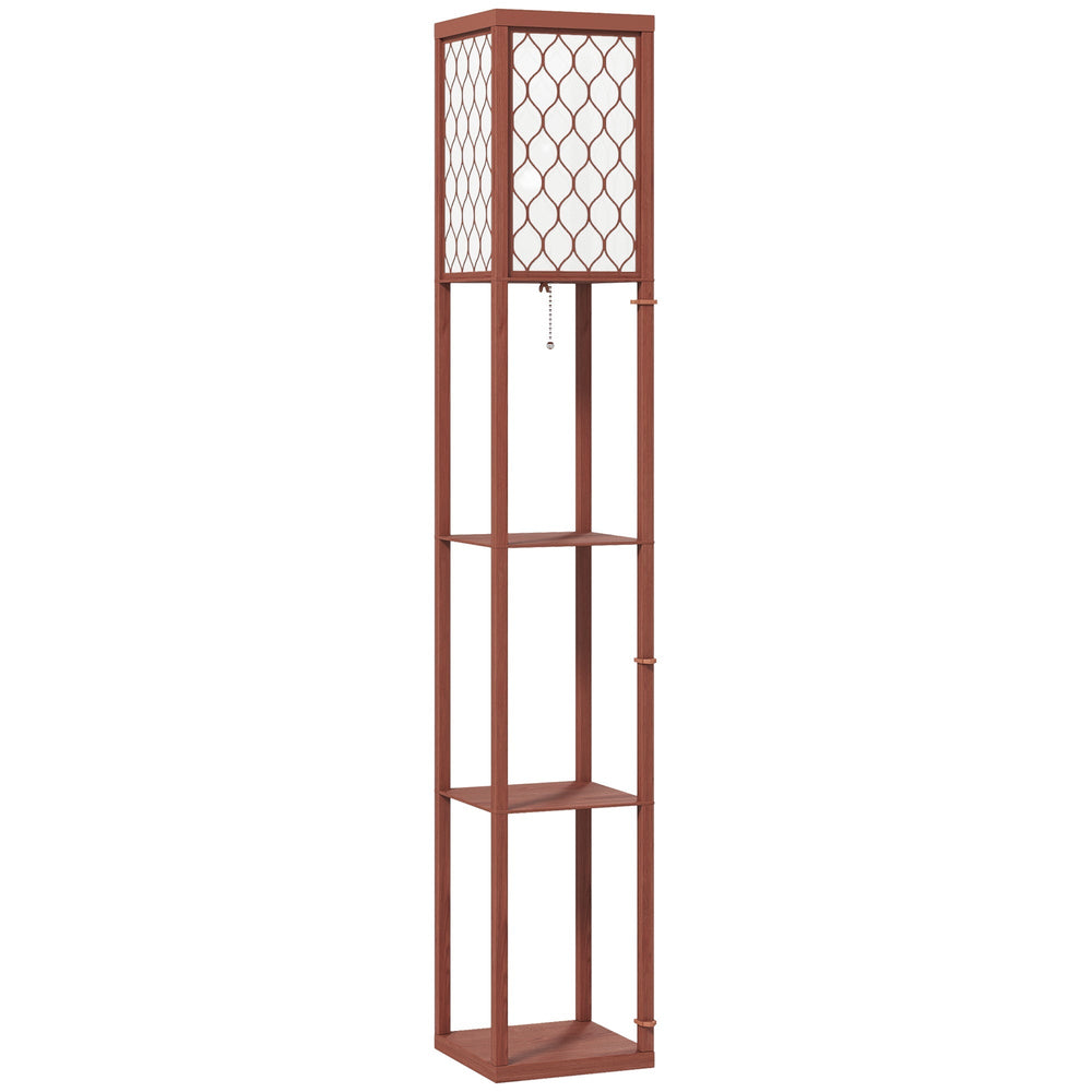 HOMCOM Three-Shelf Standing Lamp - Brown/White