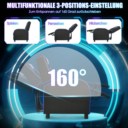 Recliner gaming chair with lumbar cushion