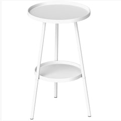 Outsunny Two-Tier Metal Garden Table - White
