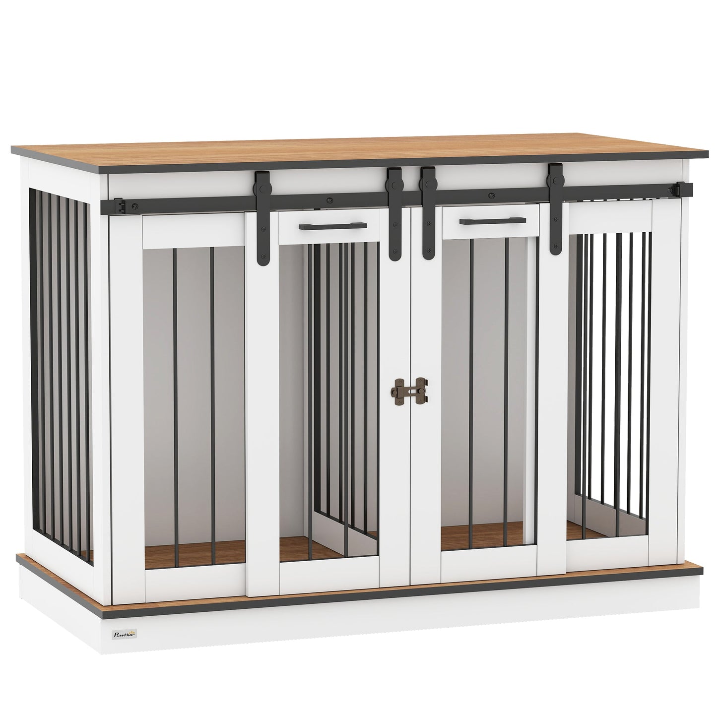 PawHut Dog Crate Furniture for Large Dogs, Double Dog Cage for Small Dogs