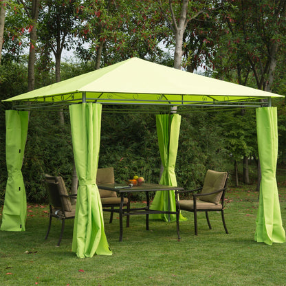 Outsunny√Ç 3√Ç x√Ç 3(m) Garden Gazebo, Outdoor Gazebo Canopy Shelter with Curtains and Steel Frame for Lawn, Yard and Deck, Green