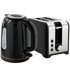 HOMCOM Simple Polished Toaster and Kettle Set - Black