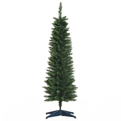 HOMCOM 5ft Unlit Artificial Christmas Tree, Pencil Slim Xmas Tree with Solid Stand and Realistic Branches, Green
