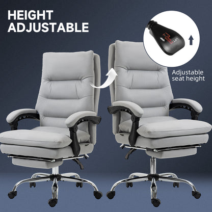 Vinsetto Office Chair with Footrest, Double Padding Ergonomic Desk Chair with 6-Point Vibration Massage and Back Heating, Microfibre Fabric with 135Â° Reclining Back, Grey