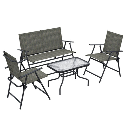 Outsunny Four-Piece Metal Garden Sofa Set - Mixed Brown
