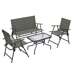 Outsunny Four-Piece Metal Garden Sofa Set - Mixed Brown