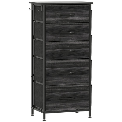 HOMCOM Chest of Five Fabric Drawers - Black