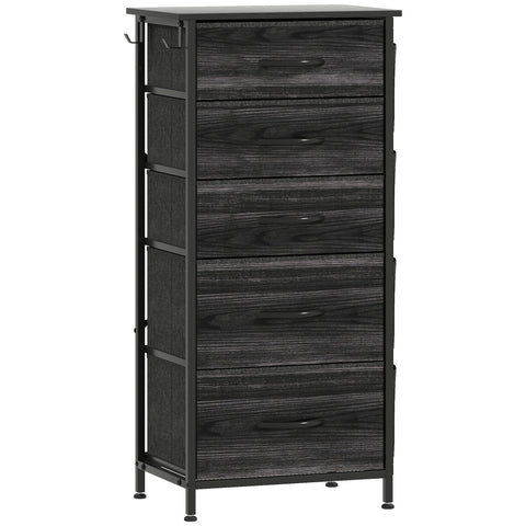 HOMCOM Chest of Five Fabric Drawers - Black