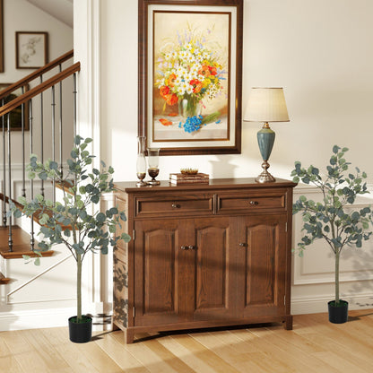 HOMCOM Set of 2 Decorative Artificial Tree, 4ft/ 120cm Silk Eucalyptus Trees with 230 Silver Dollar Leaves in Pot, Fake Plants for Home, Office, Living Room, Indoor Decor