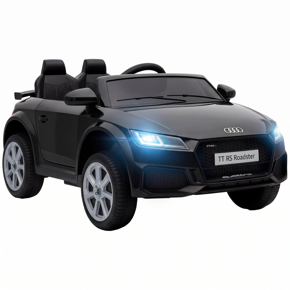 AIYAPLAY 12V Audi TT RS Licensed Electric Car, Electric Ride On Toy with Remote Control, Dual Motors, 4-Wheel Suspension, Black