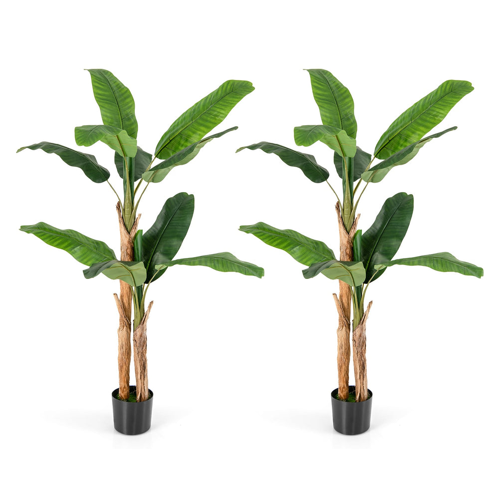 2 Pack 165cm Tall Artificial Banana Tree with 10 Large Leaves