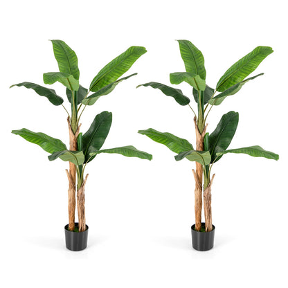 2 Pack 165cm Tall Artificial Banana Tree with 10 Large Leaves