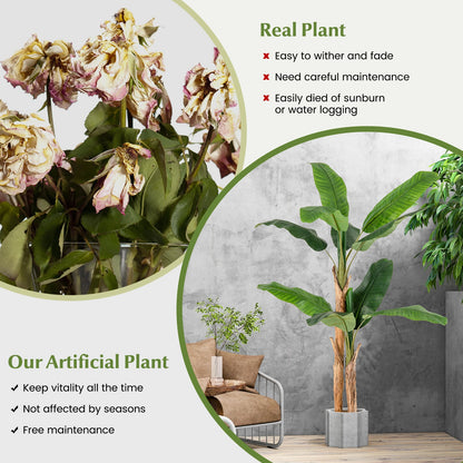 2 Pack 165cm Tall Artificial Banana Tree with 10 Large Leaves