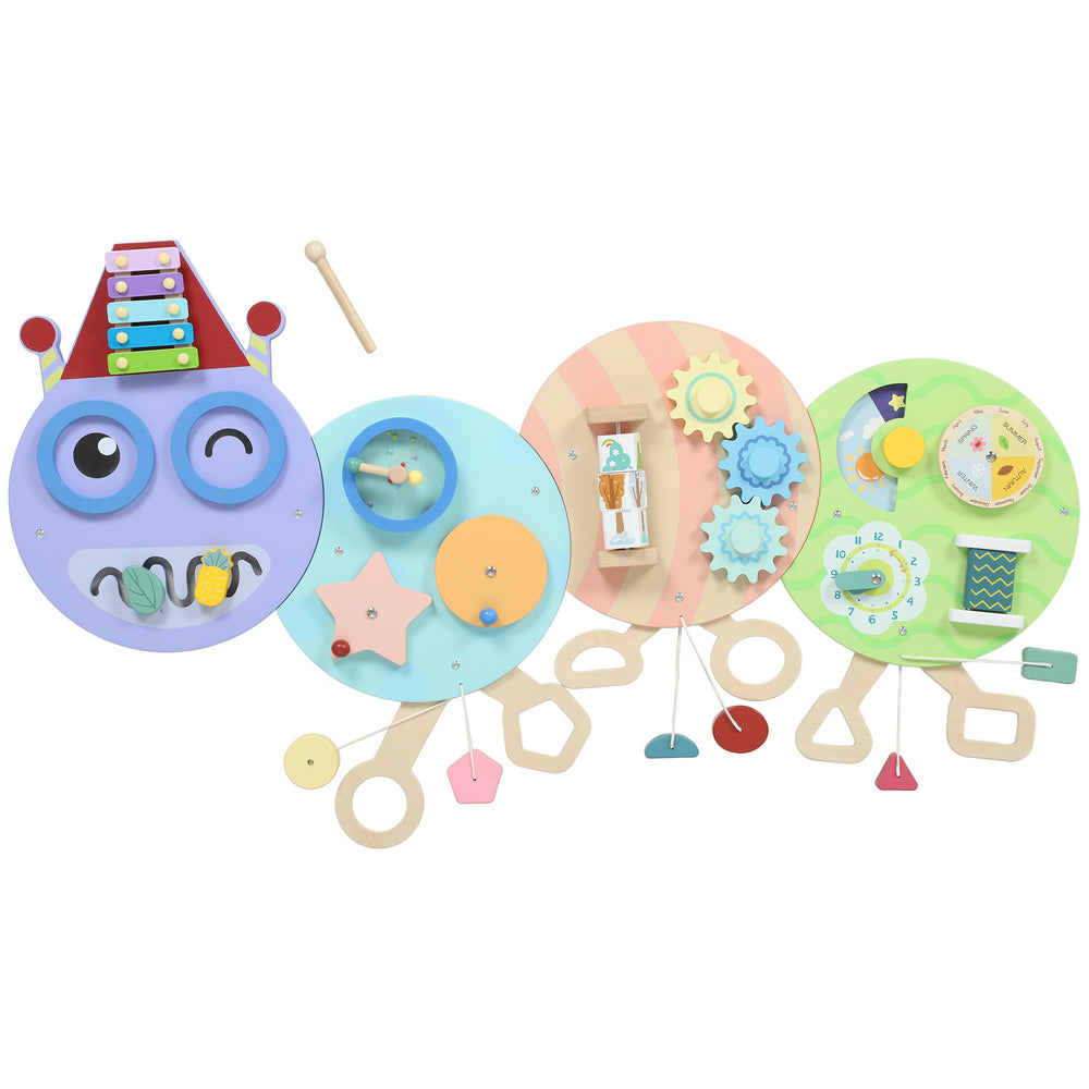 AIYAPLAY Caterpillar Busy Board with 7 Activities, for Nursery, Playroom, Home, for 3+ Years