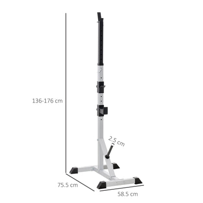 HOMCOM Weights Bar Barbell Rack Squat Stand Adjustable Portable Weight Lifting Max Load 200kg, Suitable For Home Gym Training Work Out
