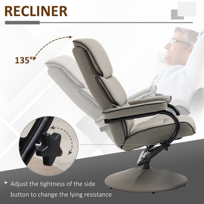 HOMCOM Recliner Chair with Ottoman 360 Swivel Faux Leather High Back Armchair w/ Footrest Stool for Home Office