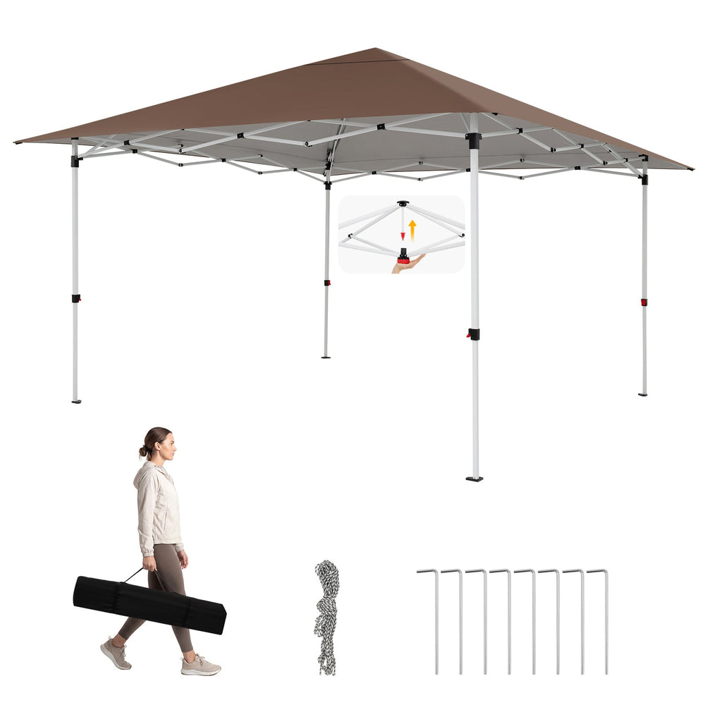 3.5 x 3.5 M Pop up Canopy Tent with UPF50+ Sun-Protective Top and Carry Bag-Brown
