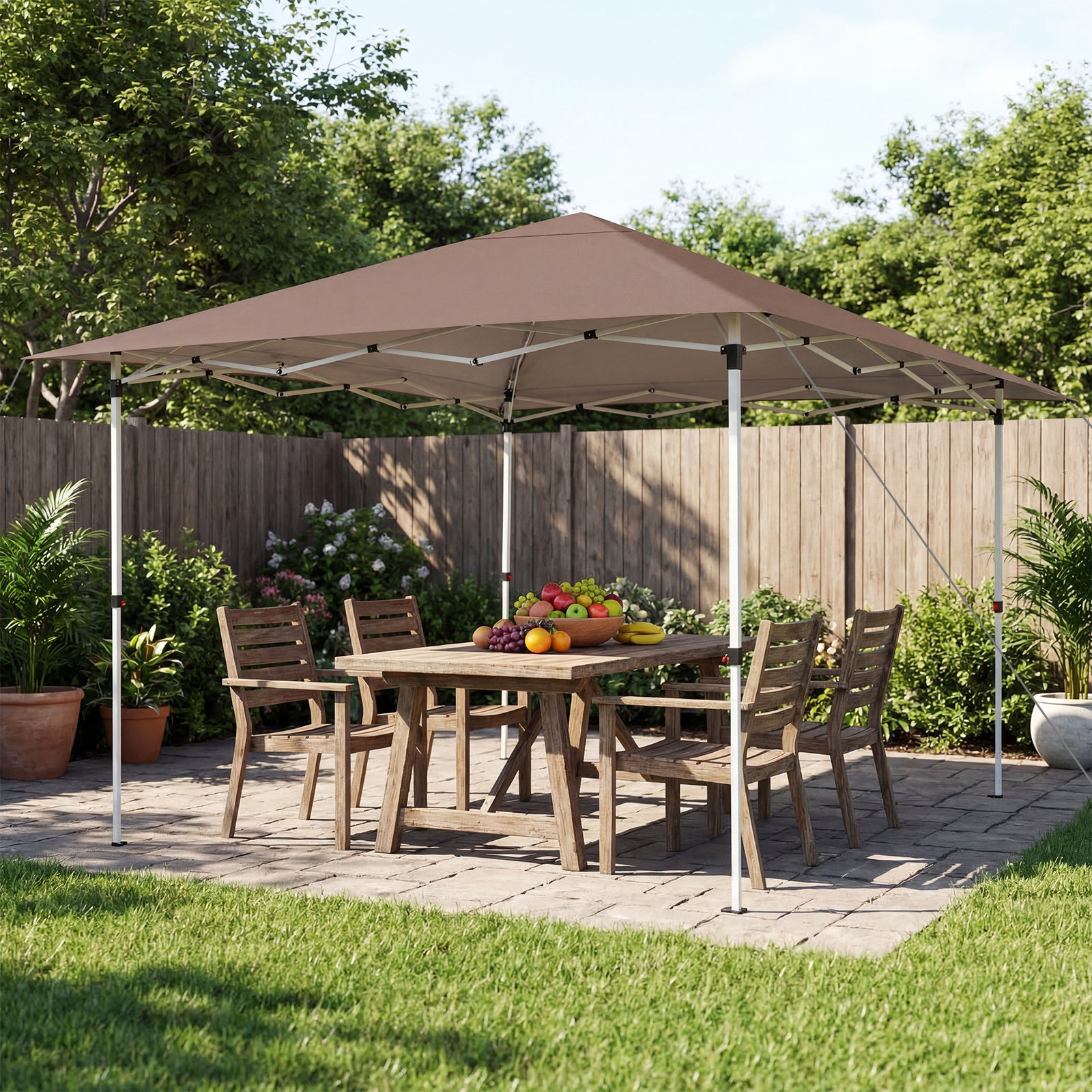 3.5 x 3.5 M Pop up Canopy Tent with UPF50+ Sun-Protective Top and Carry Bag-Brown