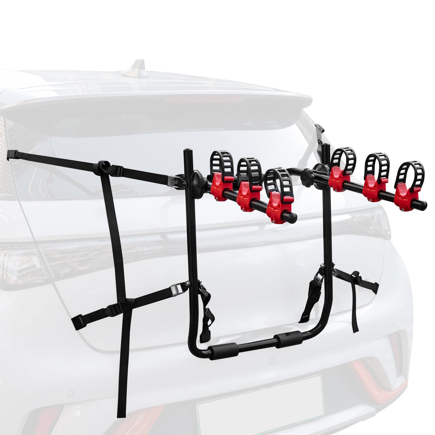 3-Bike Trunk Mount Bike Rack with Anti-Sway and Soft Padding