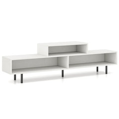 3 Cubby TV Stand Entertainment Center with Compartments-White
