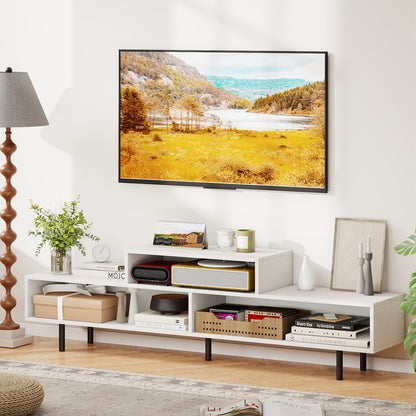 3 Cubby TV Stand Entertainment Center with Compartments-White