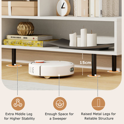 3 Cubby TV Stand Entertainment Center with Compartments-White