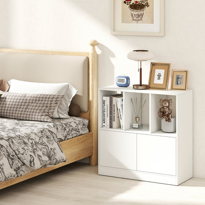 3-Cube Bookcase 3-Tier Bookshelf with Cabinet Modern Book Shelf-White