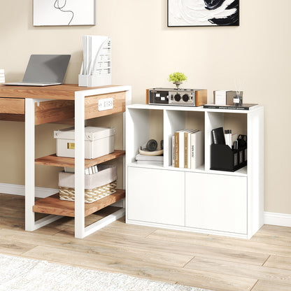 3-Cube Bookcase 3-Tier Bookshelf with Cabinet Modern Book Shelf-White
